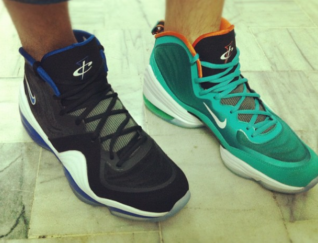 Nike Air Penny 5 'Orlando' and 'Dolphins' On Foot