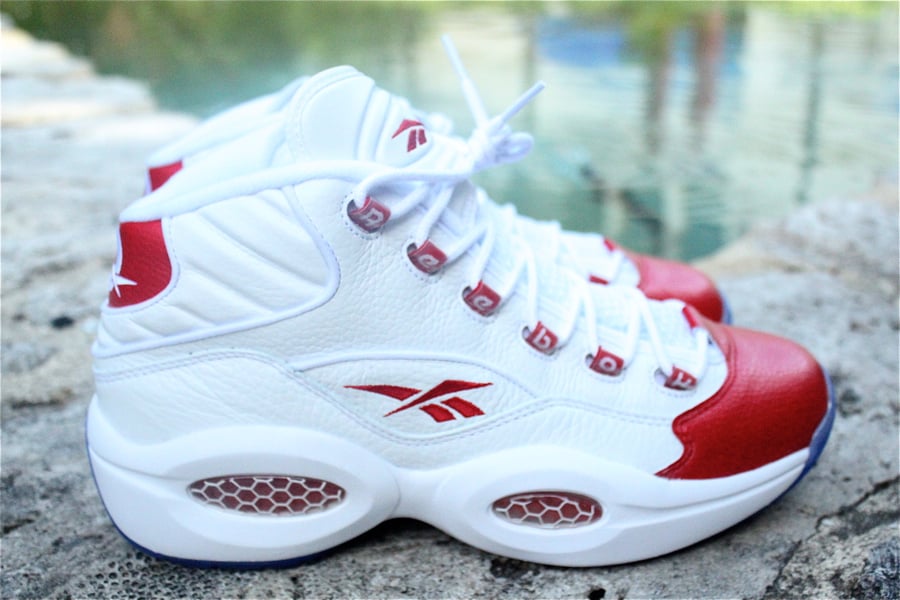 Reebok Question Mid 'White/Pearlized Red' - Detailed Look