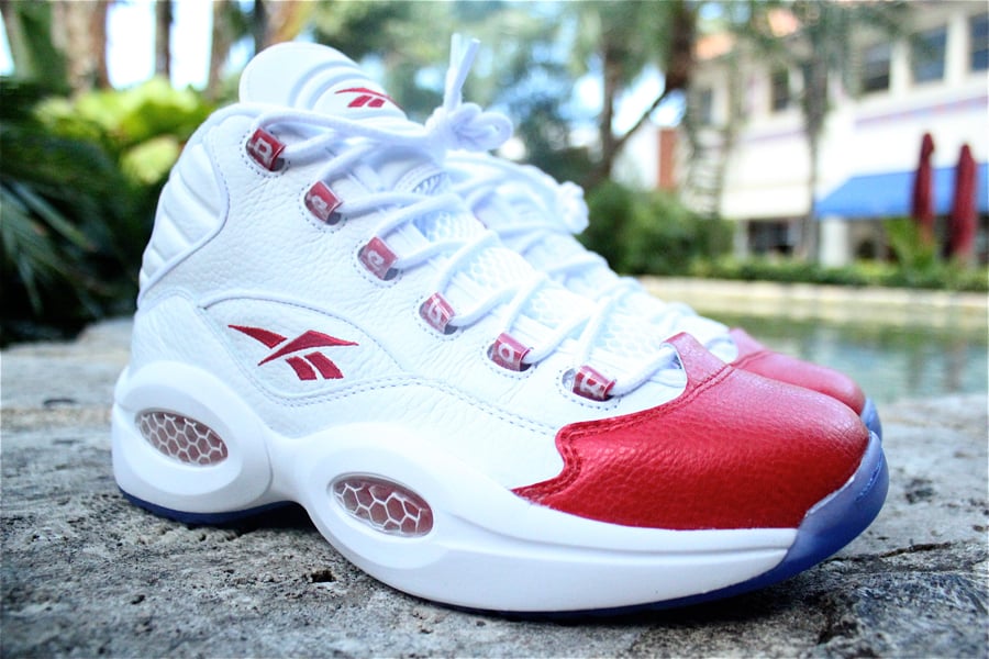 Reebok Question Mid 'White/Pearlized Red' - Detailed Look
