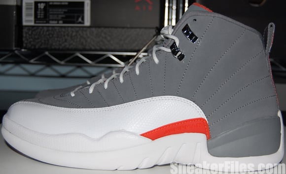 jordan 12 grey white and orange