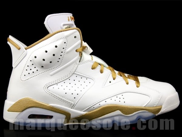 white and gold jordan 6