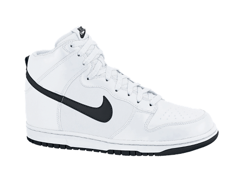 white and black high top nikes