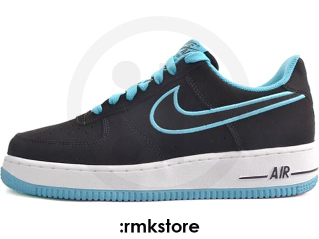 Nike Air Force 1 Low Embroidery 'Black/Turquoise Blue'