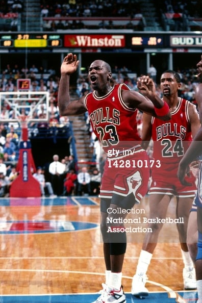 Michael Jordan upset about a call in 1989 wearing Air Jordan 4 Fire Red Michael Jordan upset about a call in 1989 wearing Air Jordan 4 Fire Red