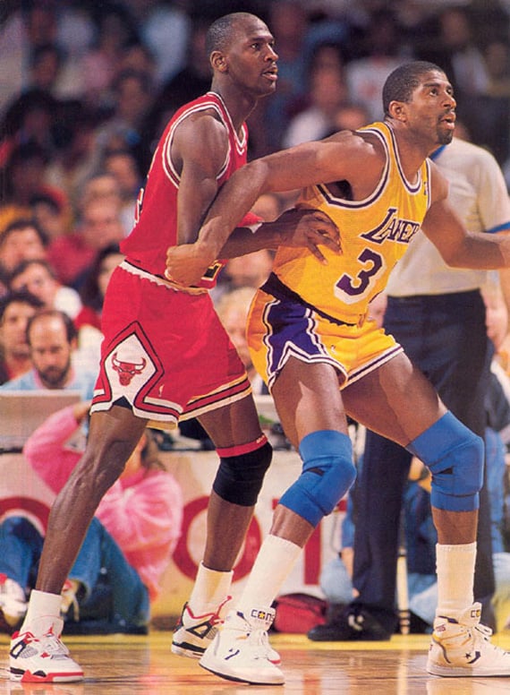 Michael Jordan Playing Defense on Magic Johnson in 1989