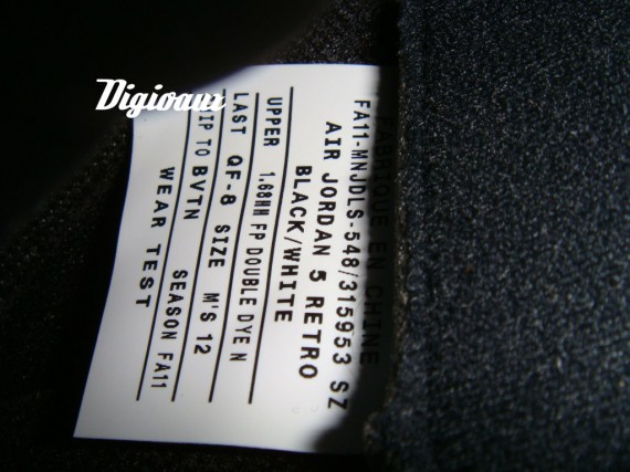 Air Jordan V (5) 'Black/White' Sample