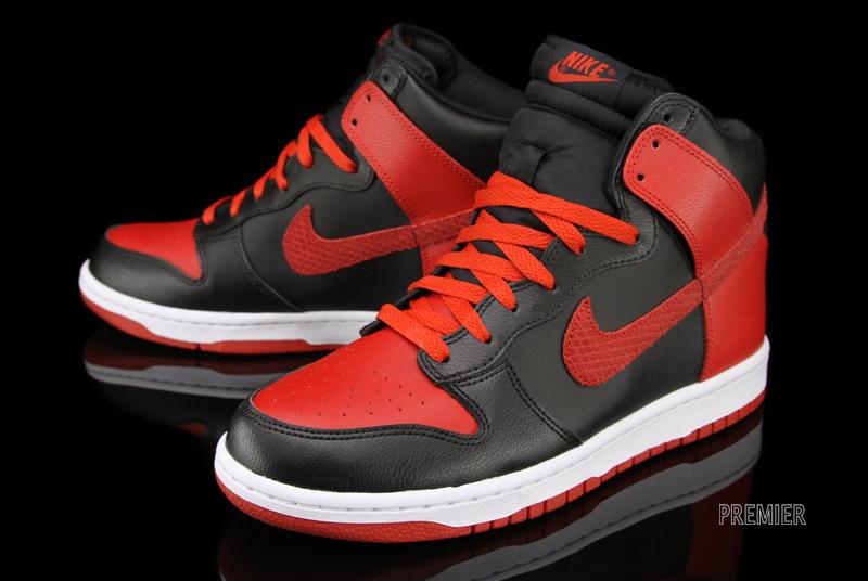 nike dunk high red and black