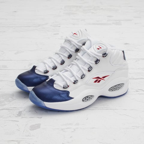 Reebok Question Mid (White/Pearlized Navy/Red) at Concepts