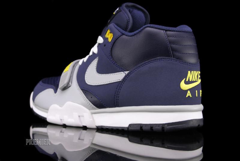 Nike Air Trainer 1 Mid Premium ‘Midnight Navy/Wolf Grey-Obsidian-Tour Yellow’ at Premier