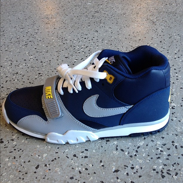 Nike Air Trainer 1 Mid Premium ‘Midnight Navy/Wolf Grey-Obsidian-Tour Yellow’ at Major