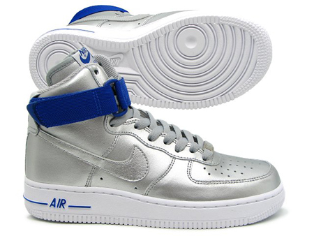silver high top air force ones
