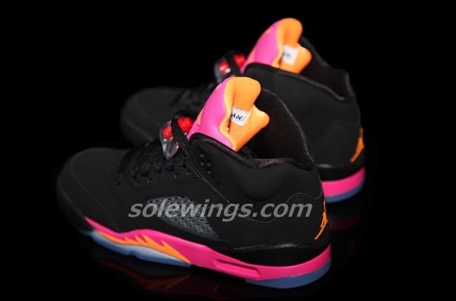 Air Jordan V (5) GS Black/Bright Citrus-Fusion Pink