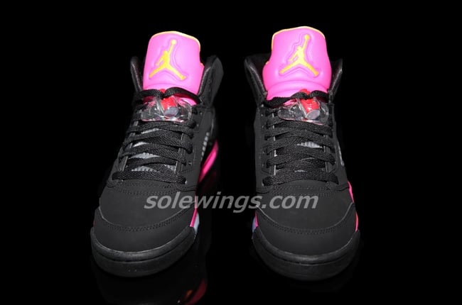 Air Jordan V (5) GS Black/Bright Citrus-Fusion Pink