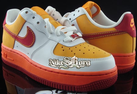 yellow and red air force ones