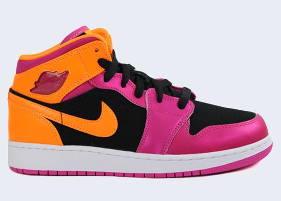 Air Jordan 1 Mid GS Black Fusion Pink Bright Citrus