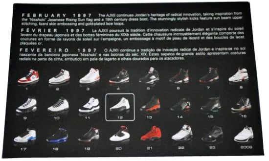 jordan shoe number card