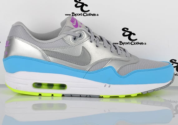 Now Available Nike Air Max 1 FB Metallic Silver Current Blue 