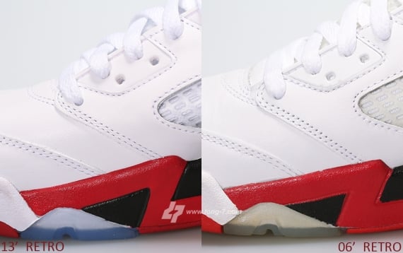 2006 vs 2013 Air Jordan V Retro Fire Red Edition