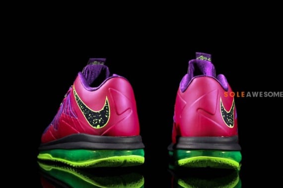Nike LeBron X Low Red Plum Electric Green Black 03