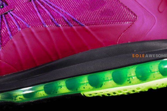 Nike LeBron X Low Red Plum Electric Green Black 05