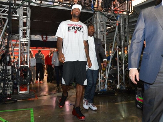 LeBron James in Nike Air Foamposite One Metallic Red