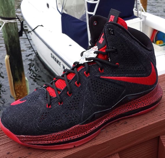 Nike LeBron X EXT Denim Red Sample