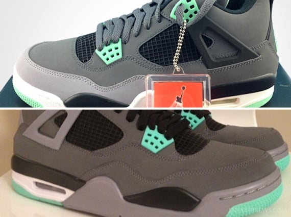 Sample vs. Release Version Comparison: “Green Glow” Air Jordan IV Edition