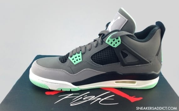 Sample vs Release Version Comparison Green Glow Air Jordan IV Edition