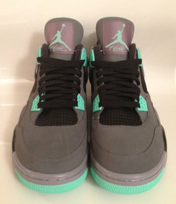 Sample vs Release Version Comparison Green Glow Air Jordan IV Edition