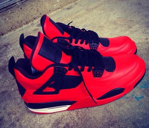 red custom jordan 4