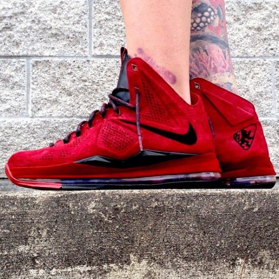 Nike LeBron X EXT Red Wine Suede Customs by Zadeh Kicks