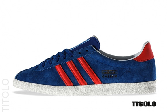 adidas gazelle blue with red stripes