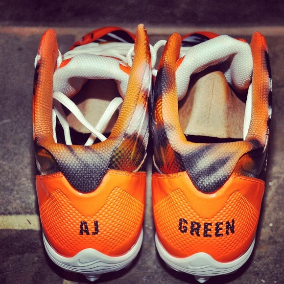 Nike Alpha Pro 3 4 Bengals Custom Cleats by Dez Customz For AJ Green