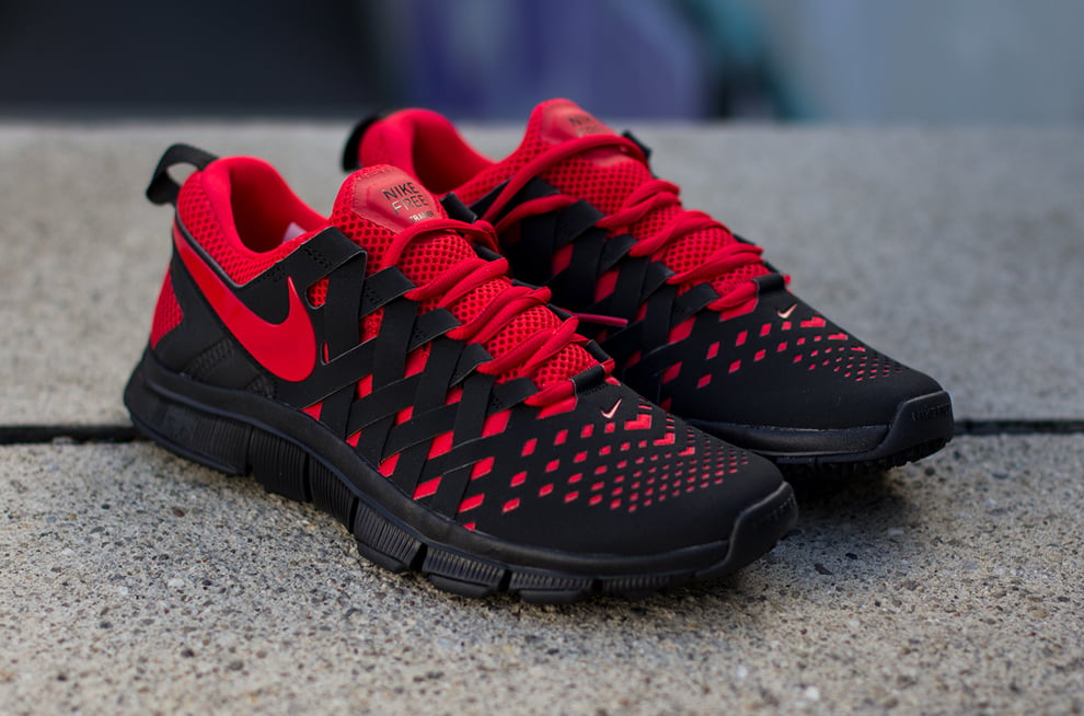 black and red nike trainers