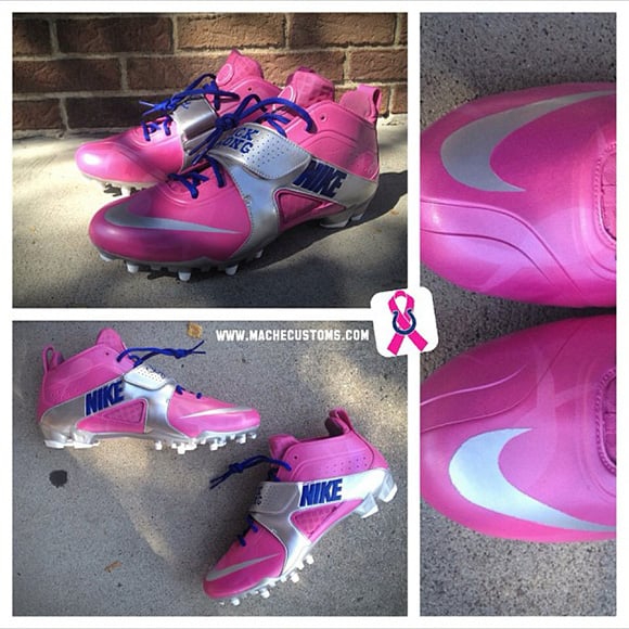 Breast Cancer Awareness Nike Cleats by Mache Customs for the Colt’s Greg Toler