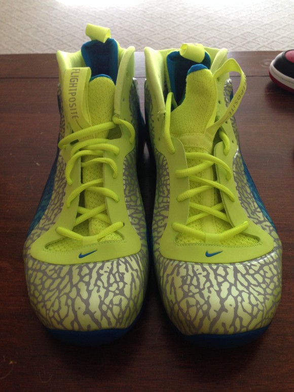 lime green and blue sneakers