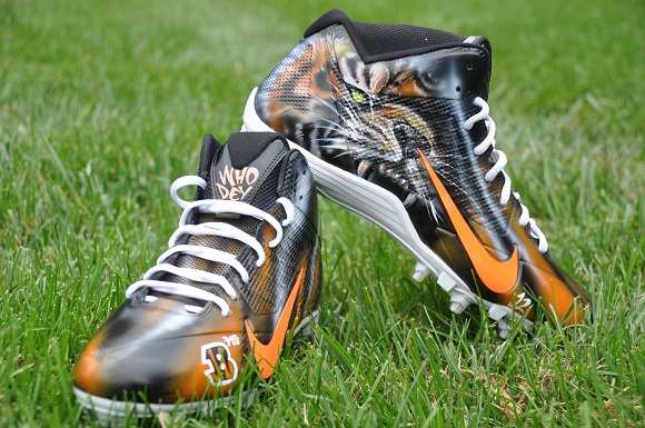 Nike Alpha Bengal WhoDey Custom Cleats By Dez Customs For Mohamed Sanu