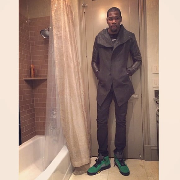 Celebrity Sneaker Watch: KD Pulls Out His “Oregon” Air Jordan V’s (5)