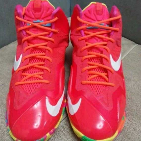 Nike LeBron 11 GS – Red – Multi-Color Sole