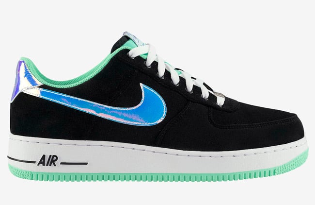 Release Reminder: Nike Air Force 1 Low ‘Black/Shiny Silver-Green Glow’