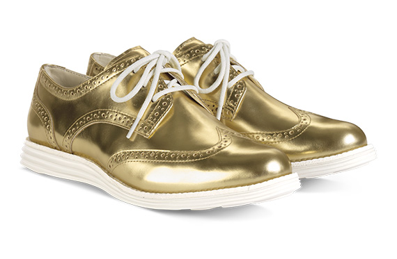 Cole Haan Metallic Gold and Silver LunarGrand Wingtip