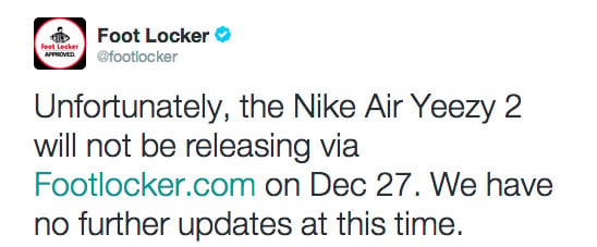 Foot Locker Backtracks on Nike Yeezy 2 “Red October” Release Date