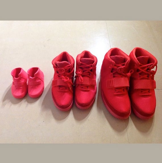 Kim Kardashian Shows Off Red October Yeezy 2 for the Whole Family