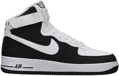 nike air force high black white
