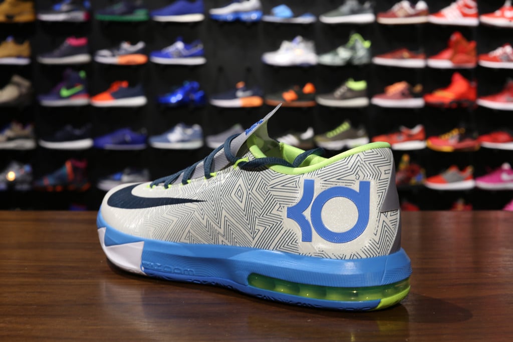 Nike KD VI (6) ‘Pure Platinum/Night Factor-Vivid Blue-Volt’ | Hitting Retailers