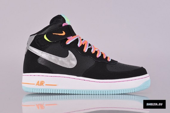Nike Air Force 1 Mid GS Black Metallic Silver Glacier Ice Red Violet Now Available