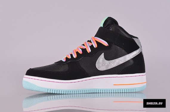 Nike Air Force 1 Mid GS Black Metallic Silver Glacier Ice Red Violet Now Available