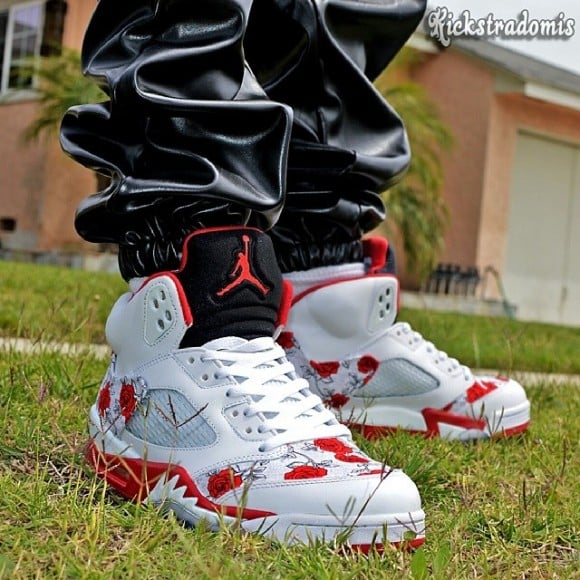 Air Jordan V (5) “Bed of Roses” Customs by Kickstradomis