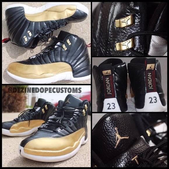 Air Jordan XII (12) “Black and Gold” Customs by Dezine Dope Customs