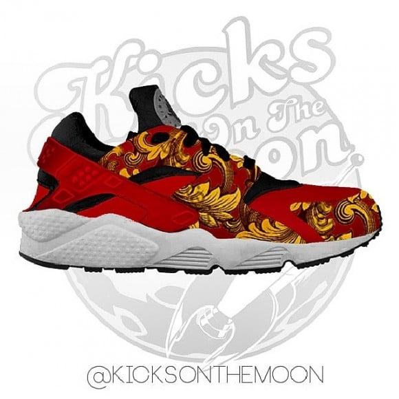 cheek Monarchy Circular Nike Air Huarache Supreme Inspired Customs by Kicks On The Moon |  SneakerFiles